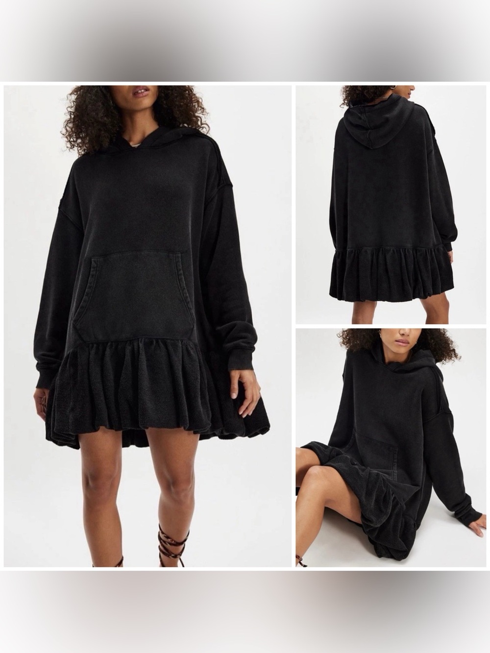 NWT Free People Rainy Day Hoodie - washed black - XS